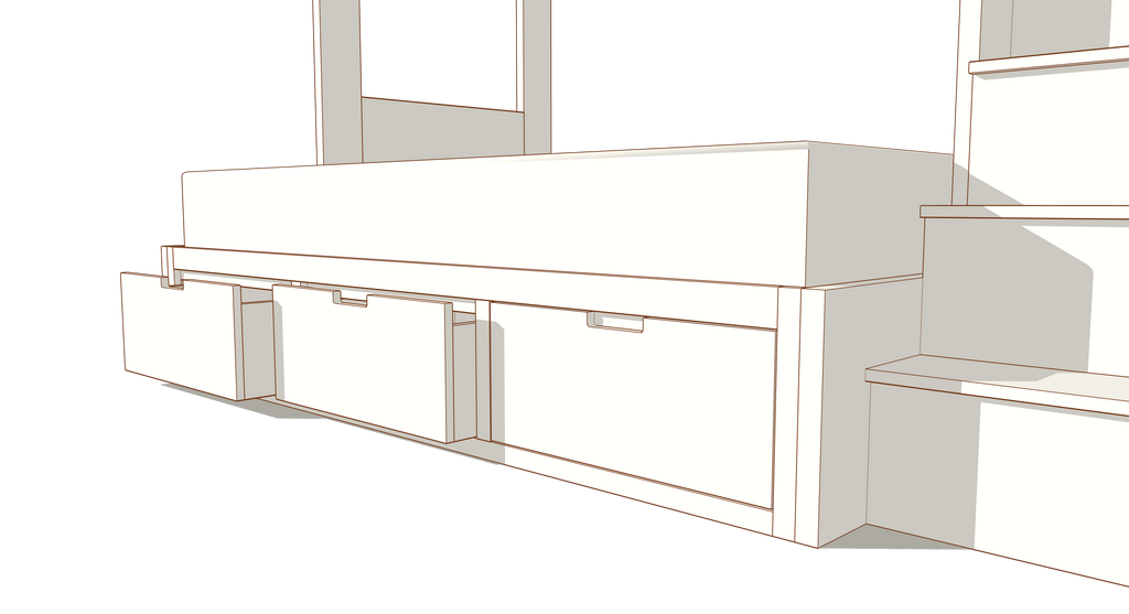 Prescott Double Twin XL Over Queen Bunk Bed Set With Stairs & Storage Drawers